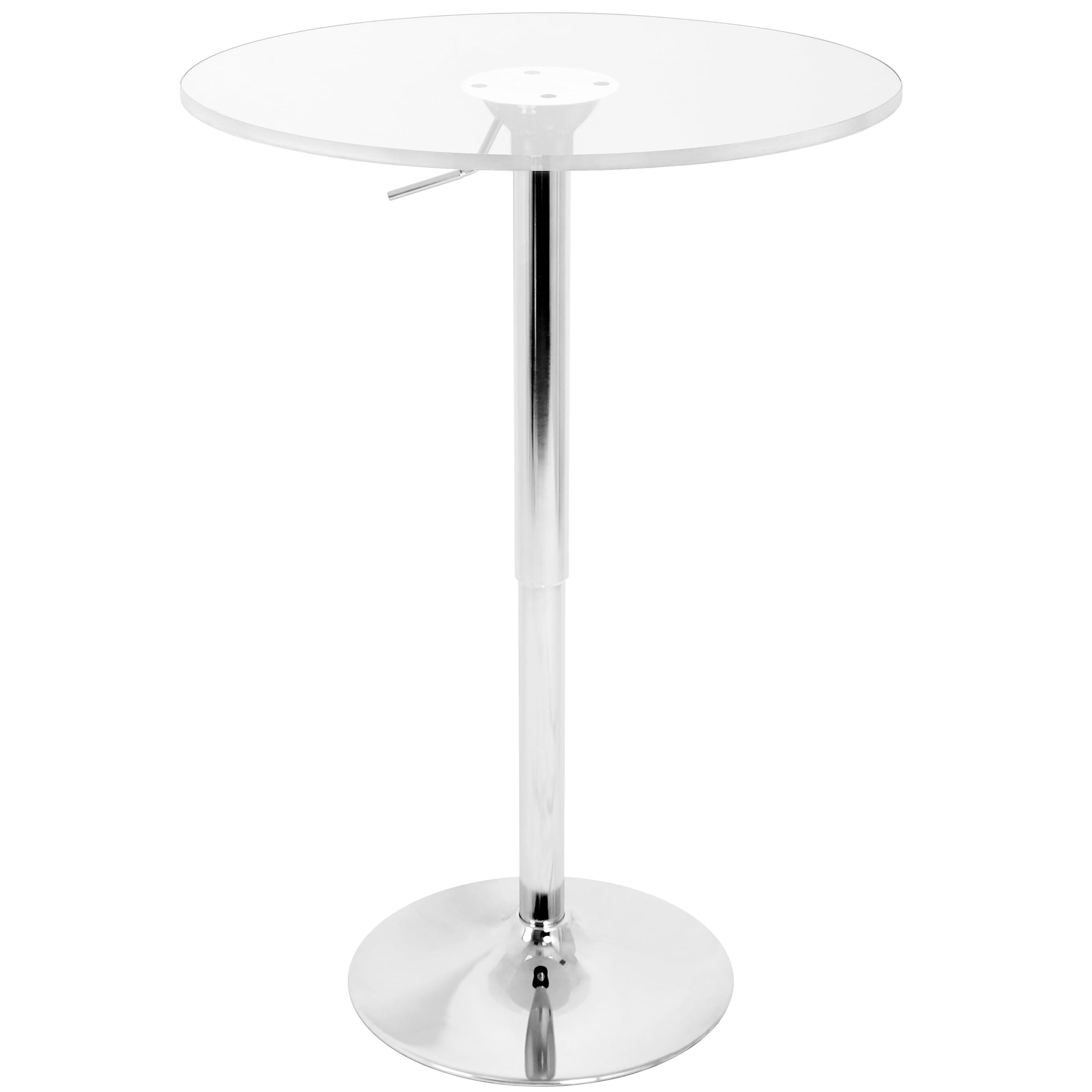 Adjustable Clear Acrylic and Chrome Round Bar Table