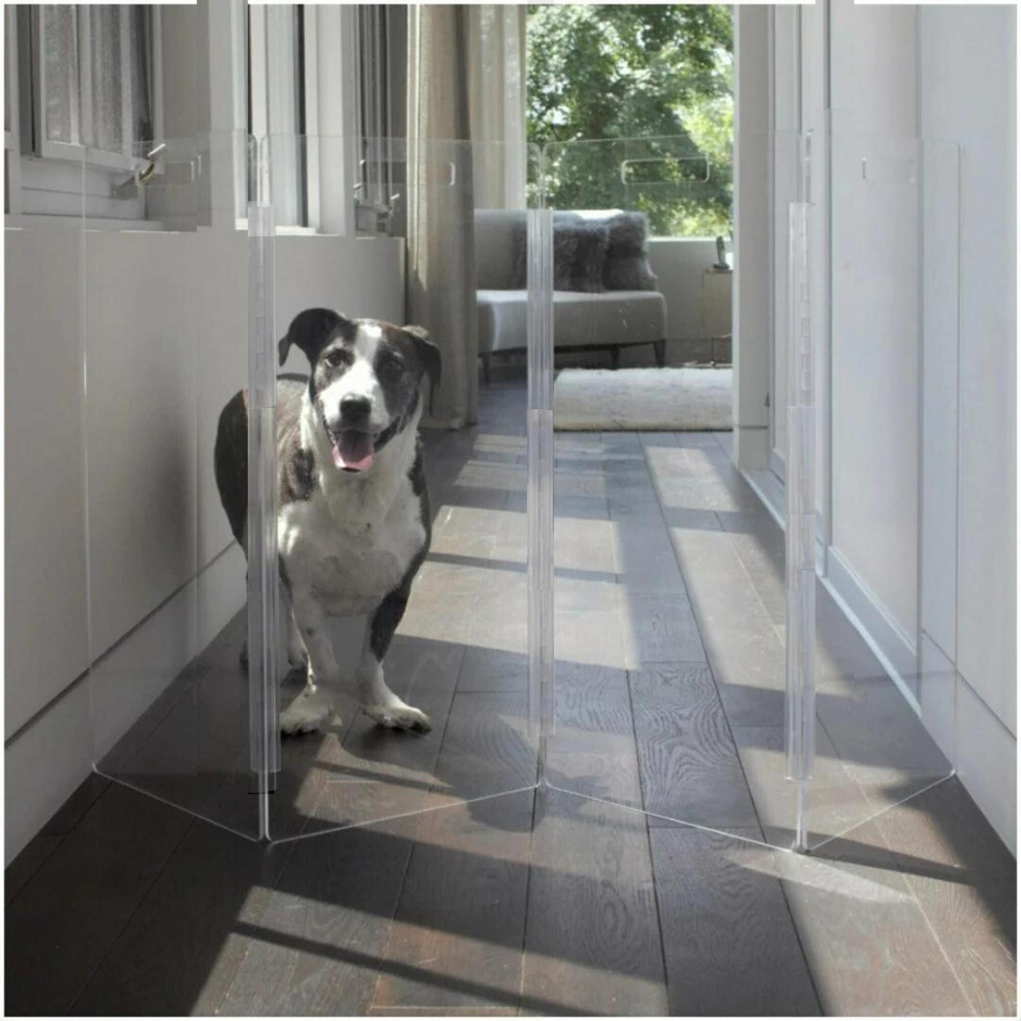 Clear Acrylic Freestanding Zig Zag Pet Gate with 4 Panels