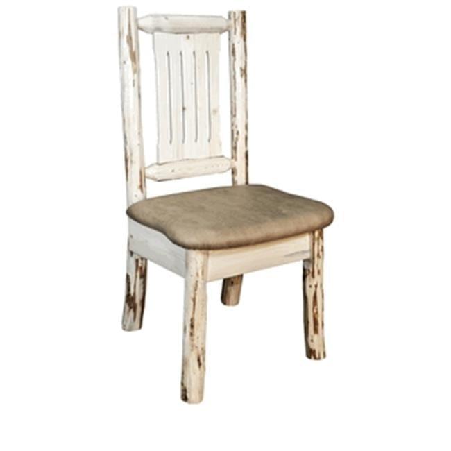 Montana Collection Side Chair, Clear Lacquer Finish w/ Upholstered Seat, Buckskin Pattern