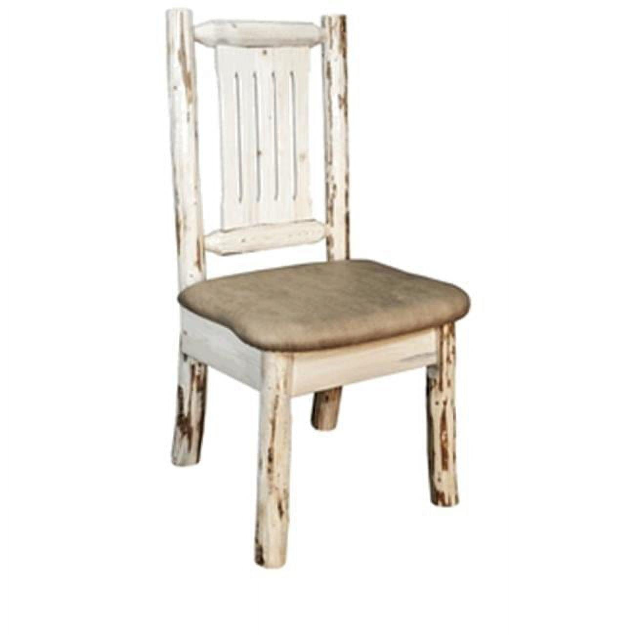 Montana Lodge 38" Handcrafted Wood Side Chair with Buckskin Upholstery