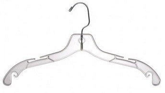 Clear Plastic Shirt Hangers with Steel Swivel Hook, 17-inch, 50-Pack