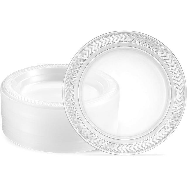 PLASTICPRO Clear Plastic Plates 6” Disposable Plates for Party, BBQ and Events, 80 Pack