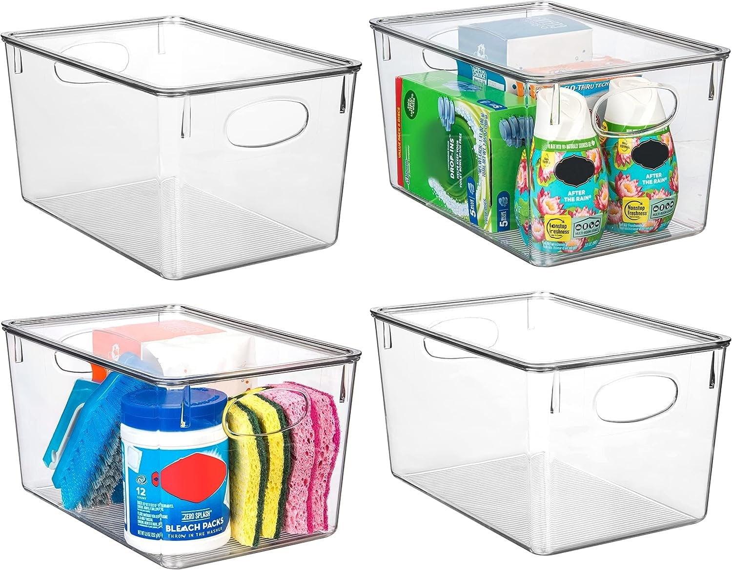 Clear BPA-Free Plastic Storage Bins with Lids, 4-Pack