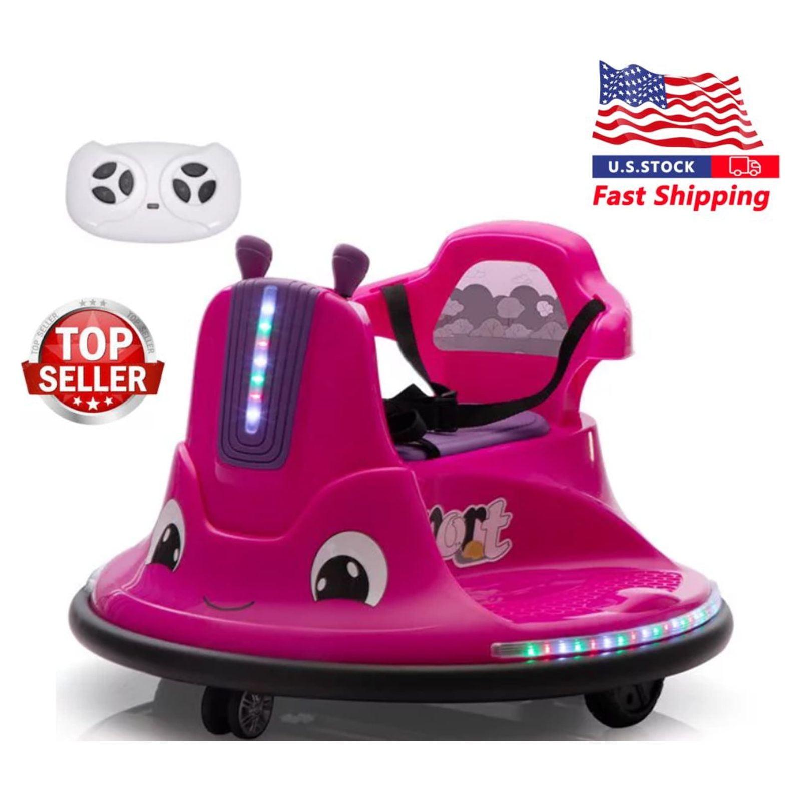 Pink 12-Volt Kids Electric Bumper Car with LED Lights