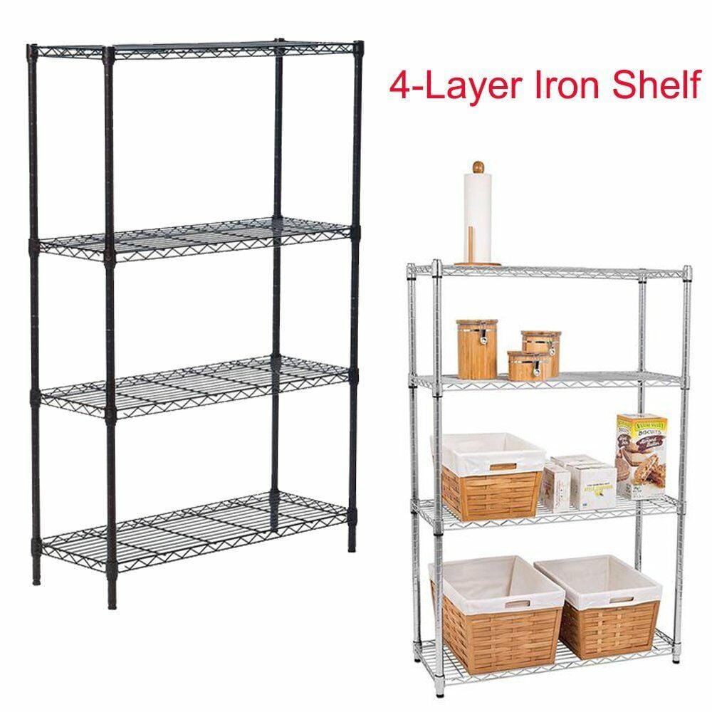 Honey-Can-Do 4-Tier Adjustable Black Metal Shelving Unit