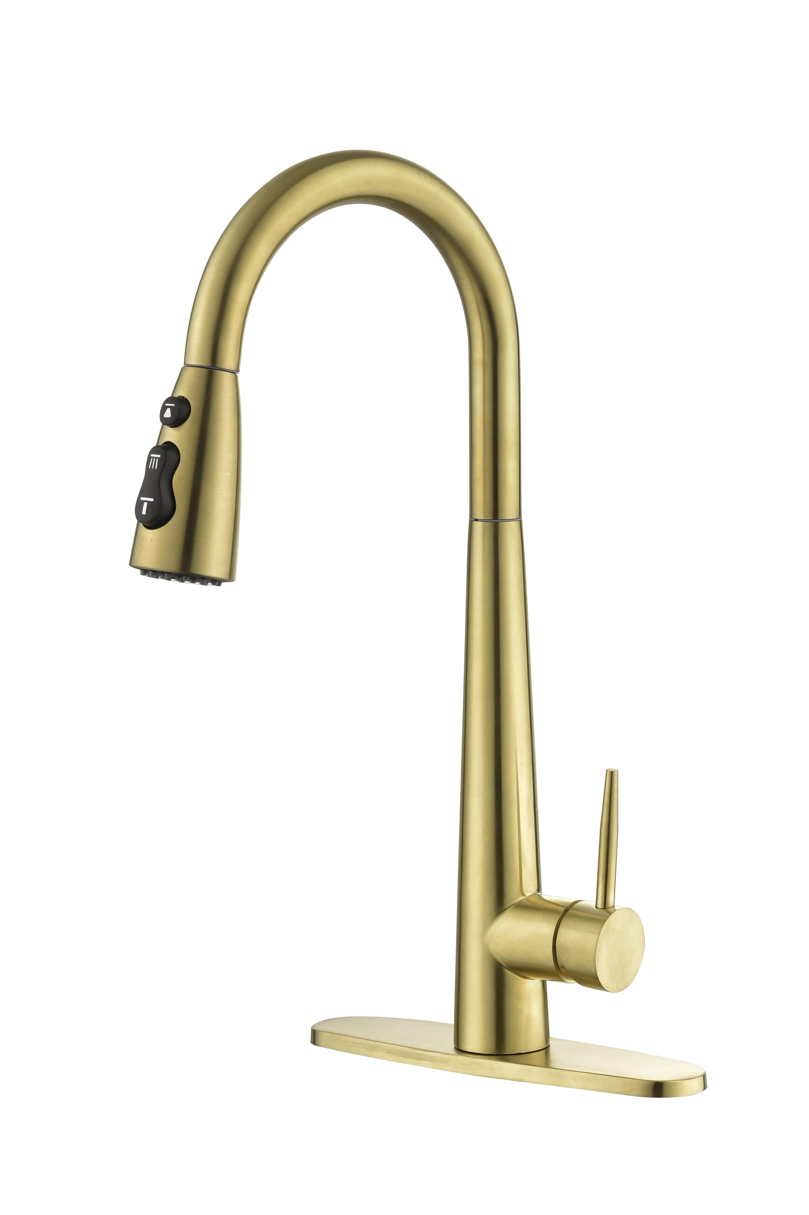 Gold Stainless Steel Single Handle Pull Down Kitchen Faucet