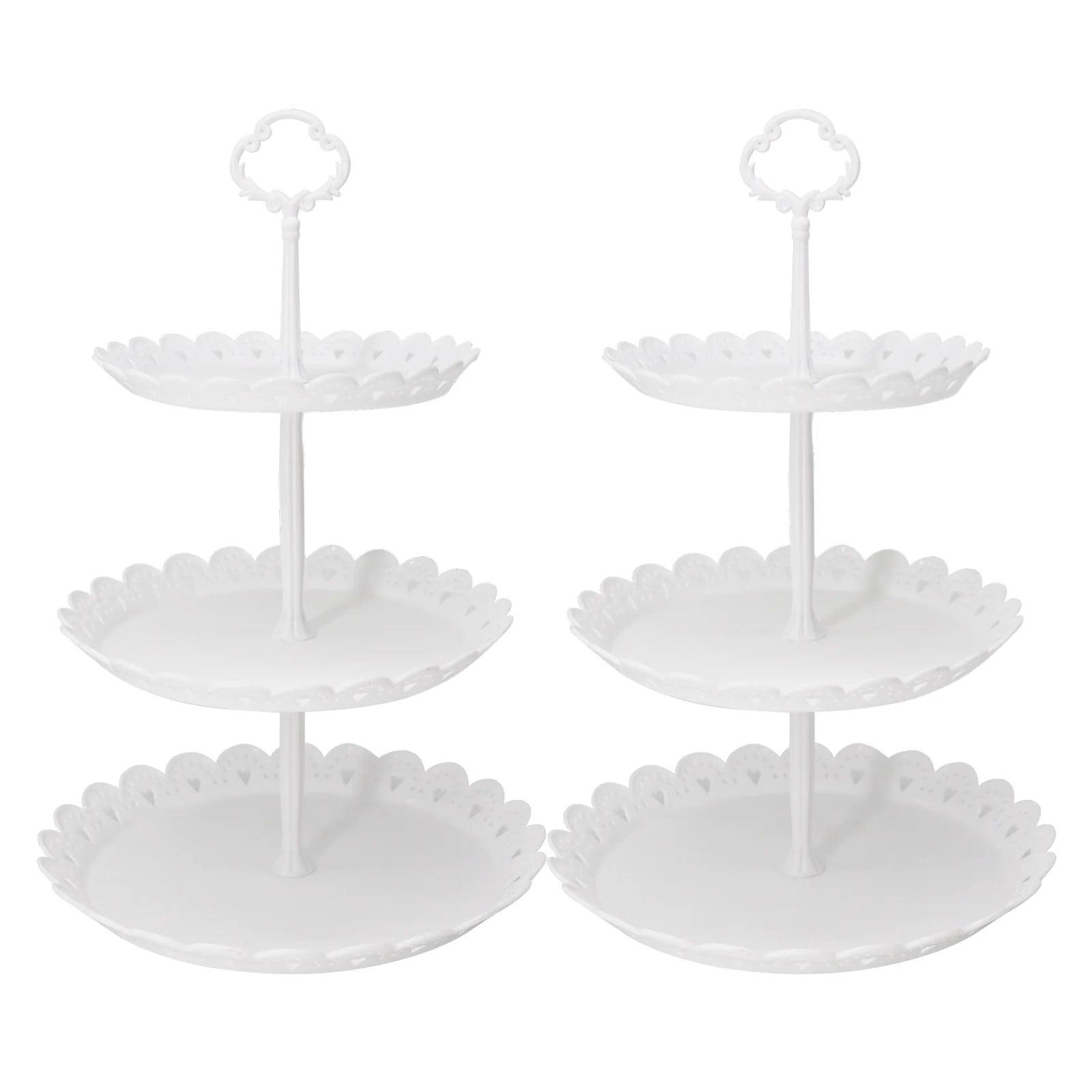 FANCHANGK Clearance Fruit Plate 2 Pcs 3 Tier Cupcake Stand Fruit Plate Cakes for Wedding Home Birthday Tea Party Serving Platter(White)