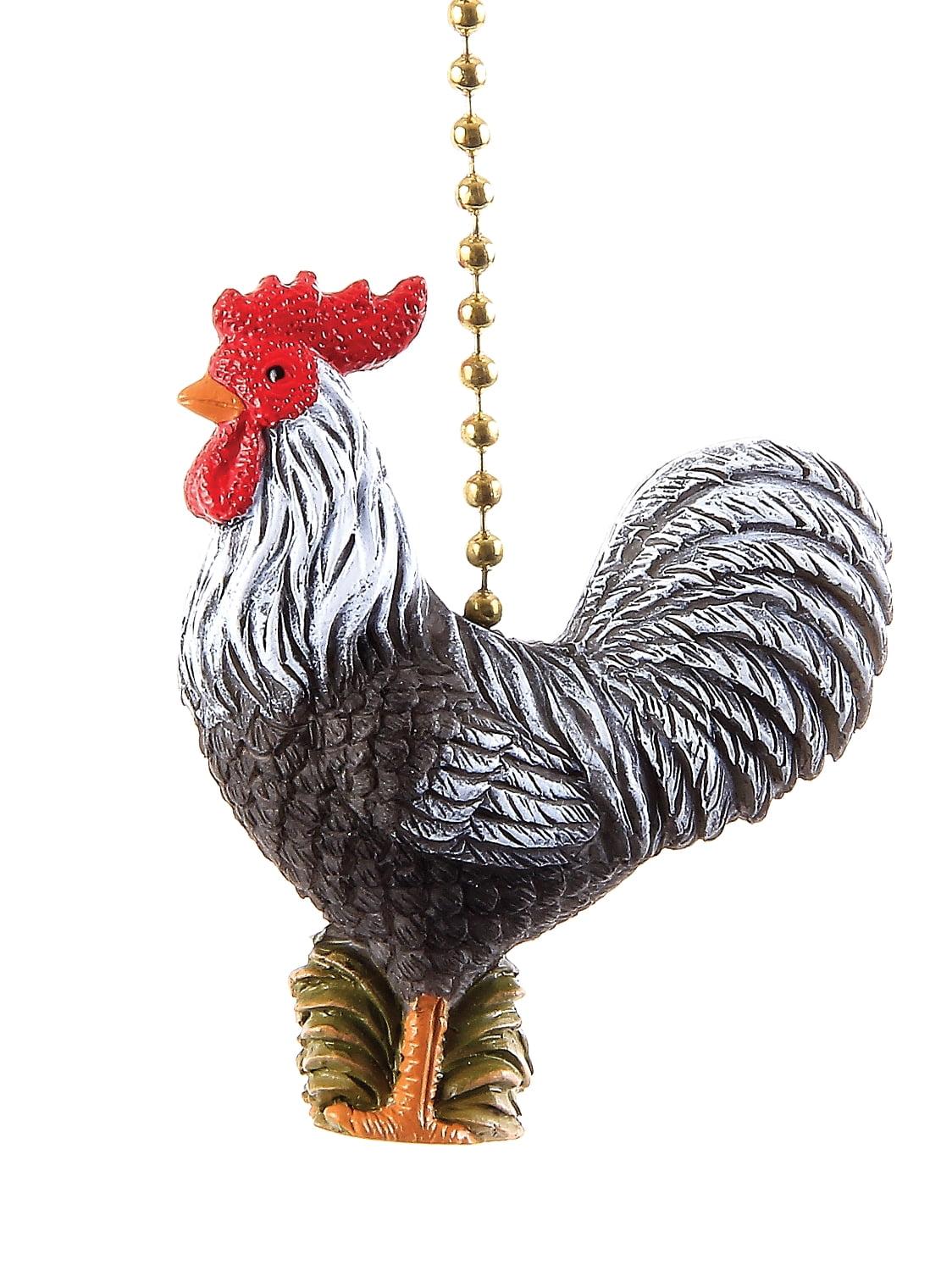 Clementine Design Farm Rooster Ceiling Fan Light Dimensional Pull Resin