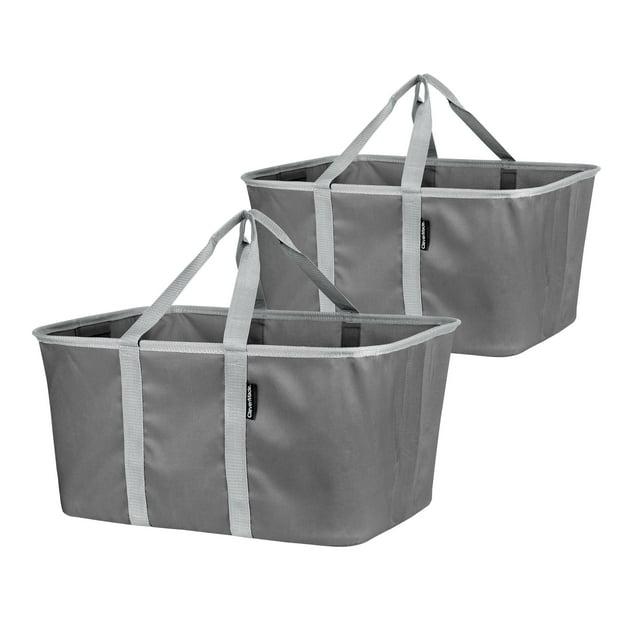 CleverMade Collapsible Laundry Tote 2PK - 50L (13 Gal) Charcoal/Gray