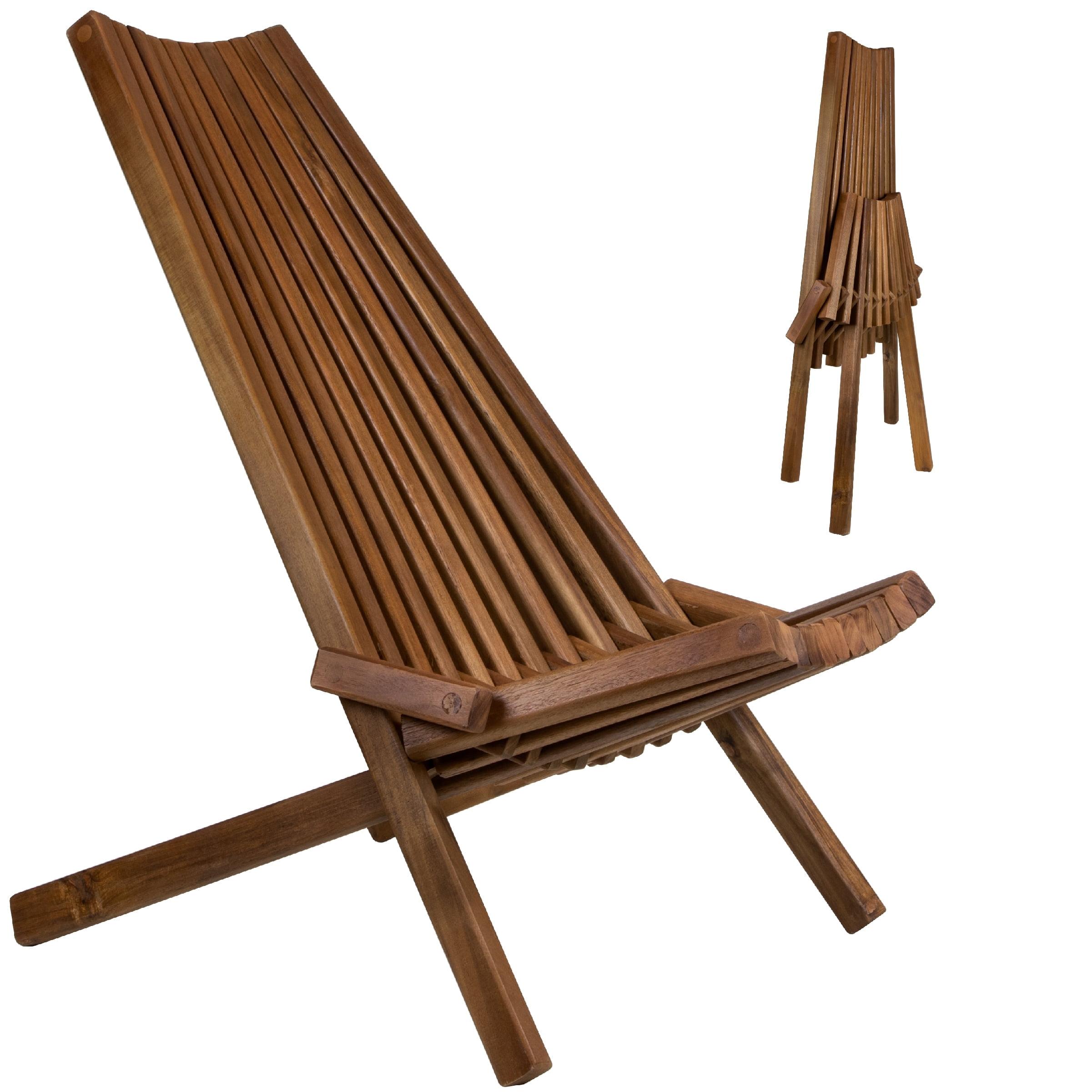 Cinnamon Acacia Wood Folding Outdoor Lounge Chair