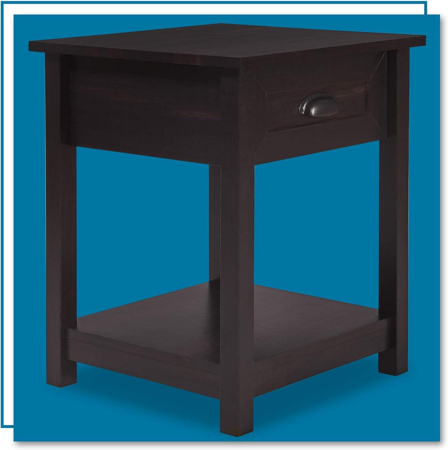 Bailey Traditional Black Wood 1-Drawer Nightstand with Shelf