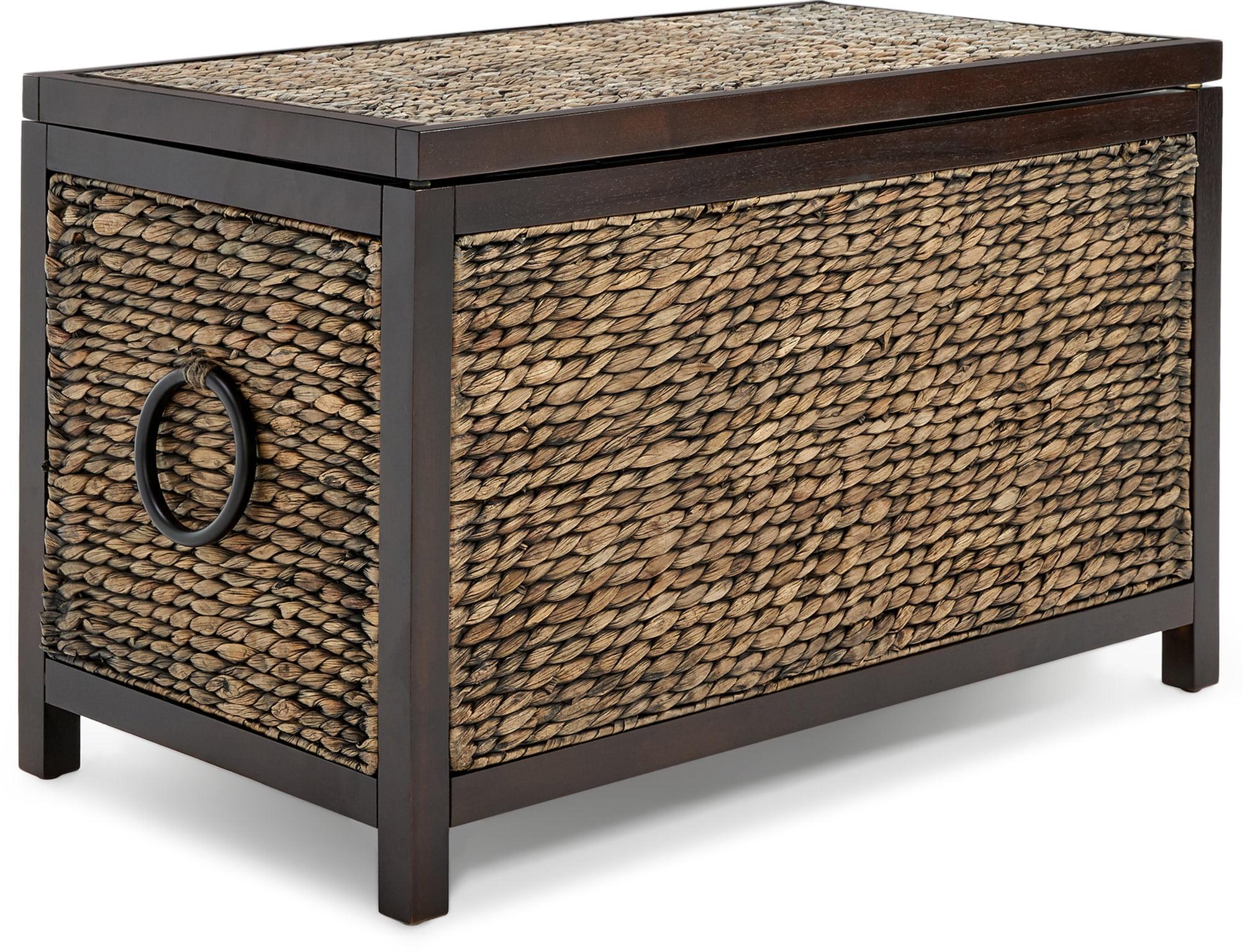 ClickDecor Wilson Storage Trunk Rustic Wicker Black: Farmhouse Style, No Assembly, Anti-Tip Hardware, 18x30x16"