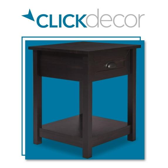 ClickDecor ClickDecor Bailey Nightstand with 1 Drawer and Display Shelf, Black