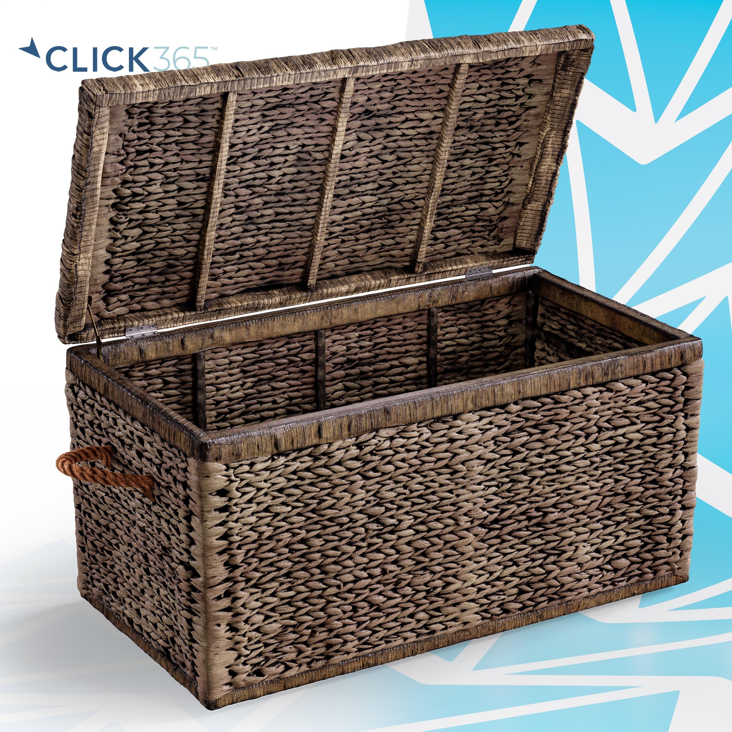 ClickDecor Farmhouse Wicker Trunk Rustic: Metal Frame, Hinged Lid, No Assembly, 66lb Capacity