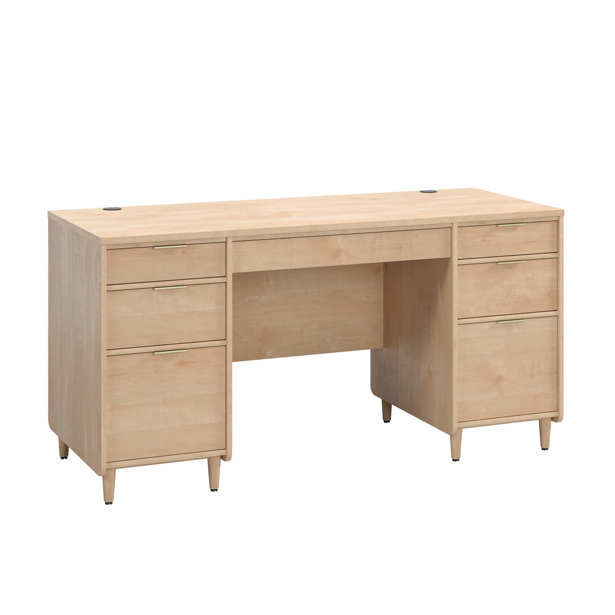 Clifford Natural Maple Executive Desk with Keyboard Tray and Filing Cabinet