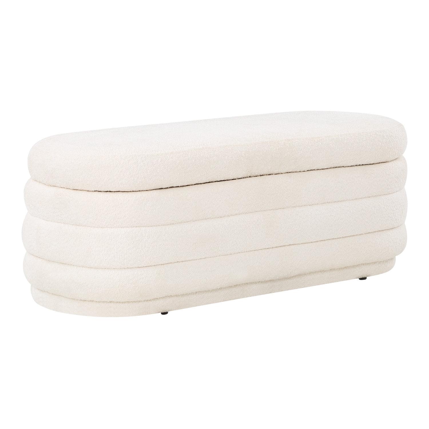 Clifford Storage Bench- White Fabric Snow Sherpa