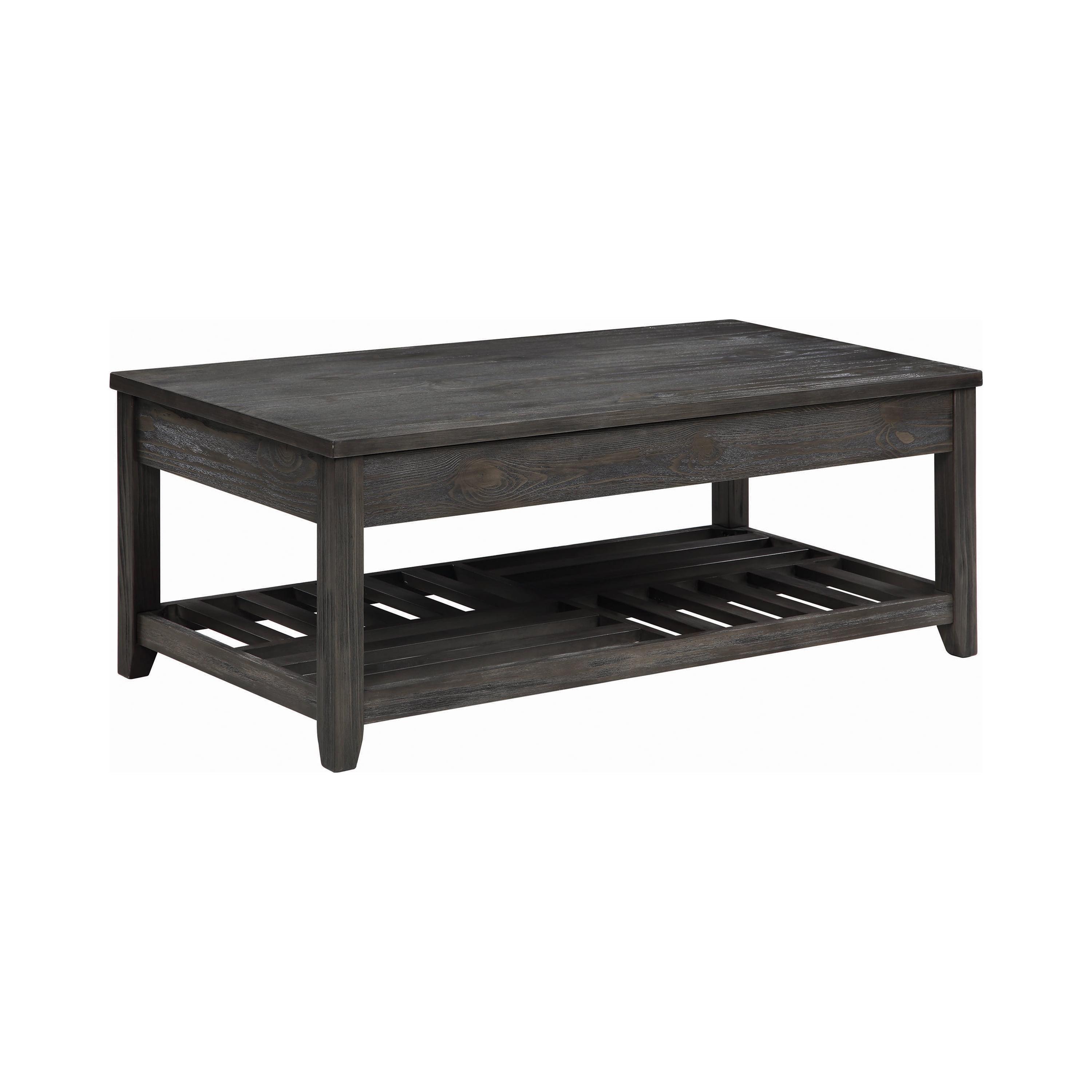 Transitional Gray Rectangular Lift-Top Coffee Table with Storage