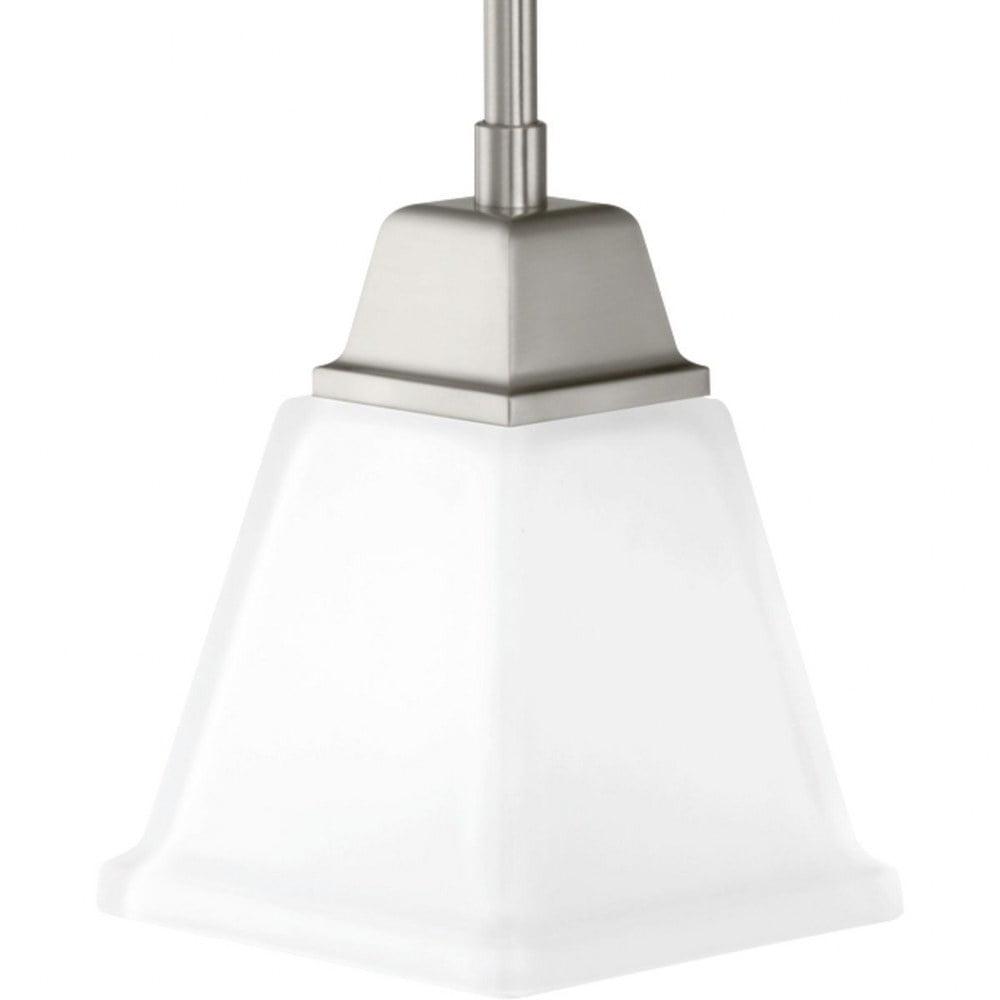 Progress Lighting, Clifton Heights, 1-Light Mini-Pendant, Brushed Nickel, Etched Square Glass Shade