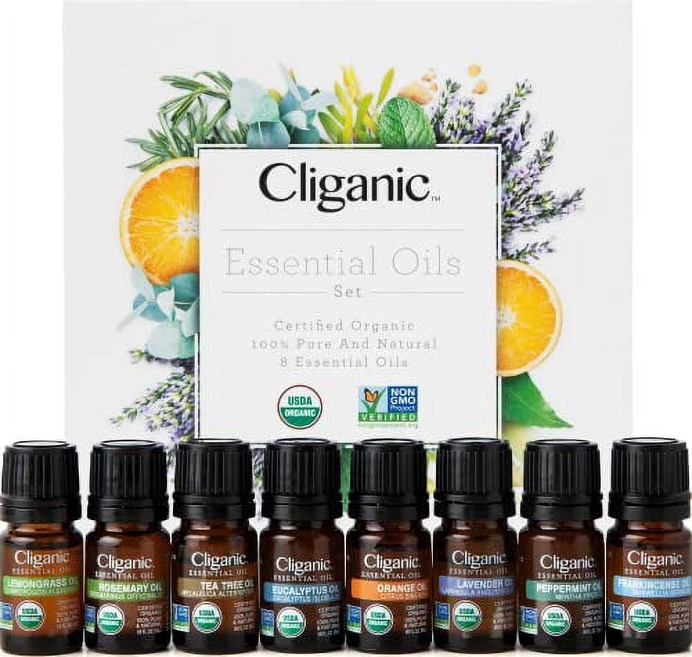 Cliganic Organic Aromatherapy Set - Top 8 Essential Oils - 8x0.17oz