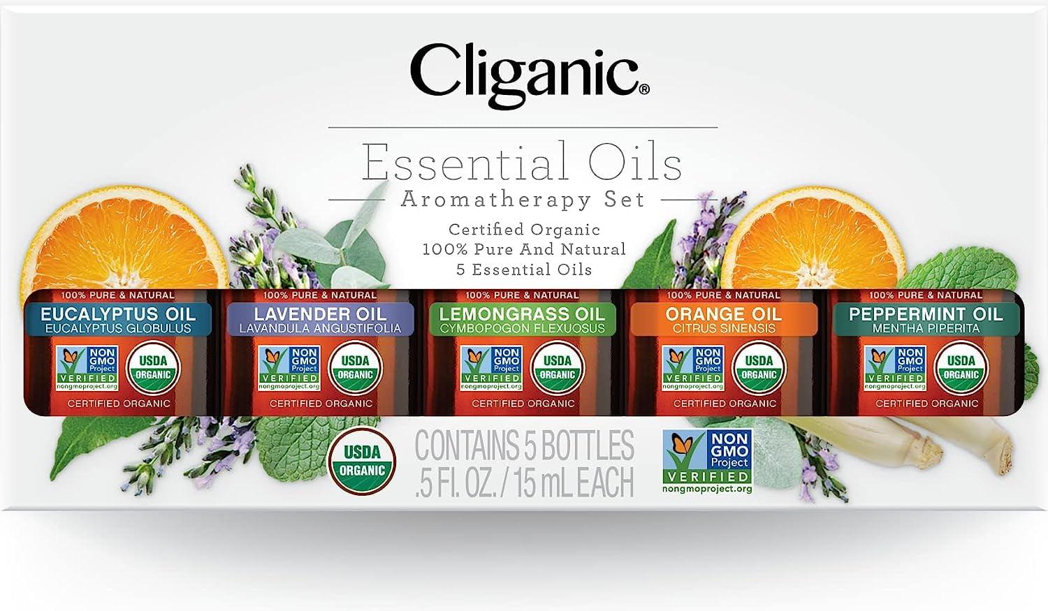 Organic Aromatherapy Essential Oils Set with Eucalyptus and Lavender