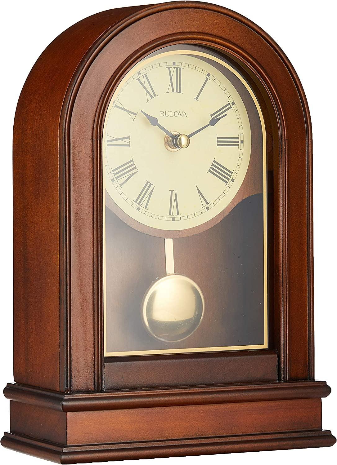 Walnut Finish Mantel Clock with Brass Pendulum