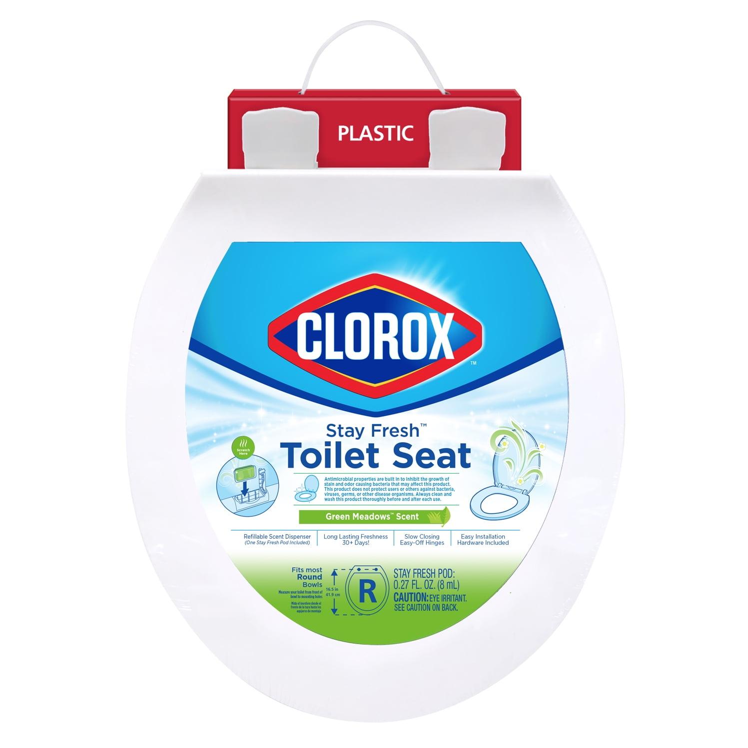 Clorox Antimicrobial Round Stay Fresh Scented Plastic Toilet Seat with Easy-off Hinges