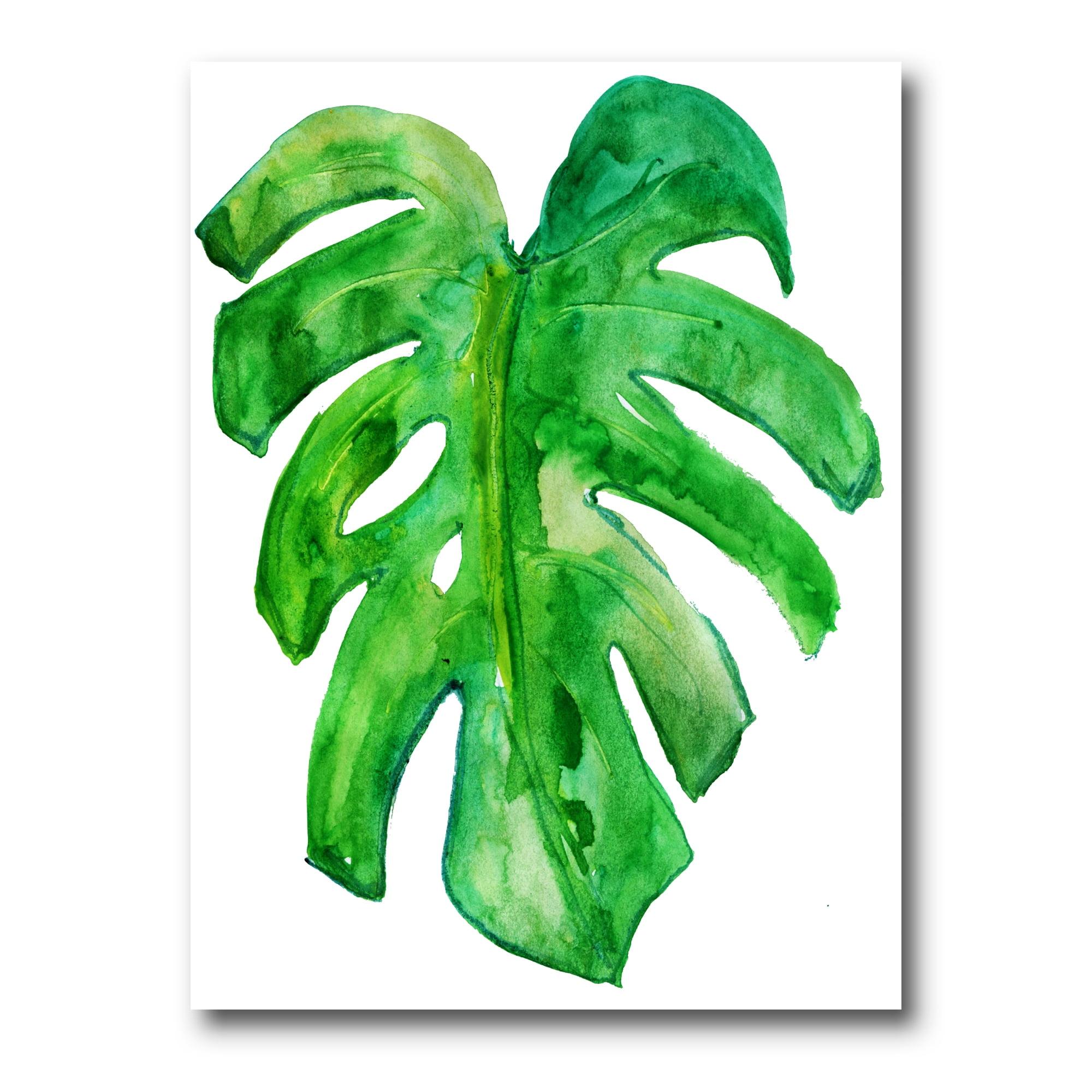 Close Up Of Tropical Leaf Of Monstera I 16 in x 32 in Painting Canvas Art Print, by Designart
