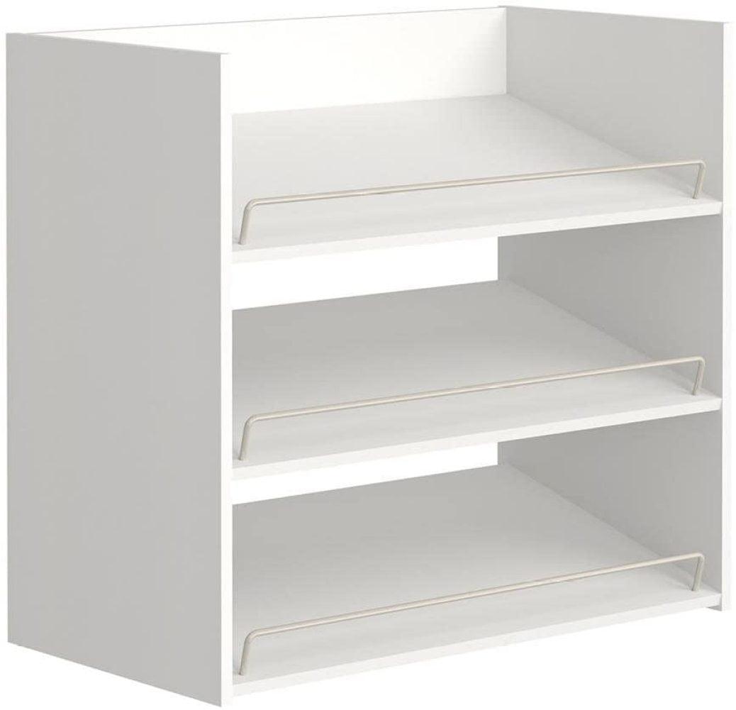 White Stackable 3-Shelf Wood Shoe Organizer