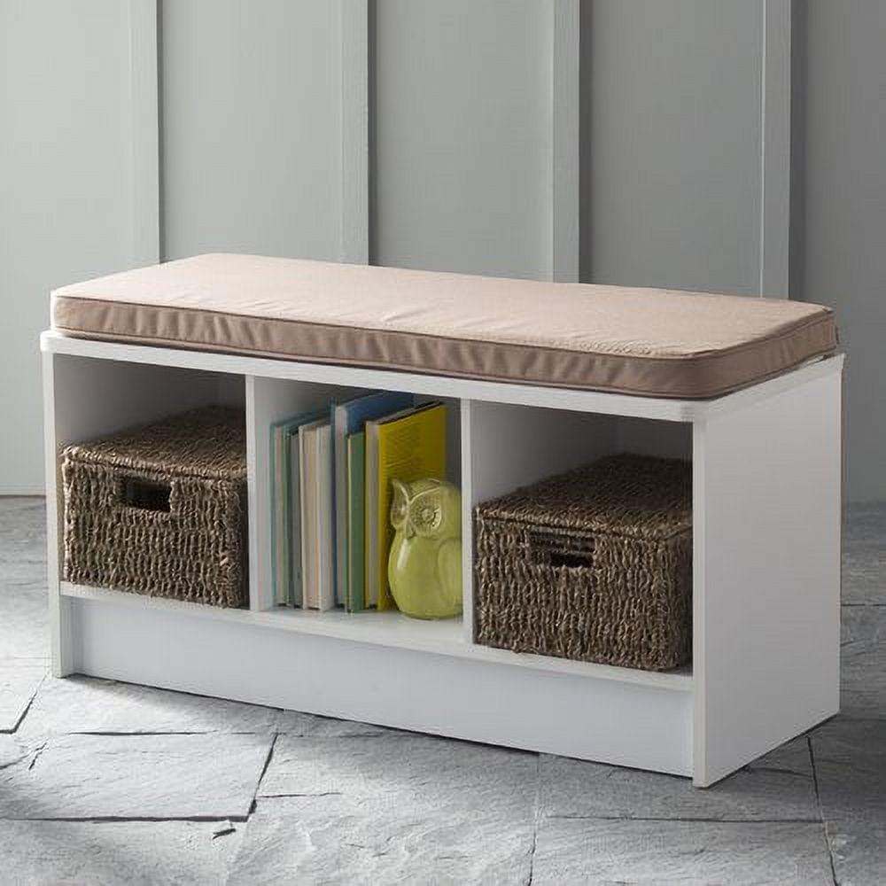 Modern White Cubeicals 3-Cube Storage Bench with Cushion