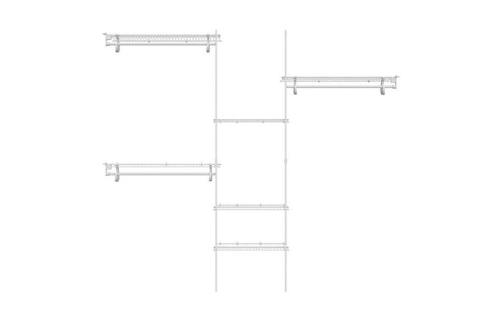 White Adjustable Steel Wall-Mounted Closet Organizer Kit