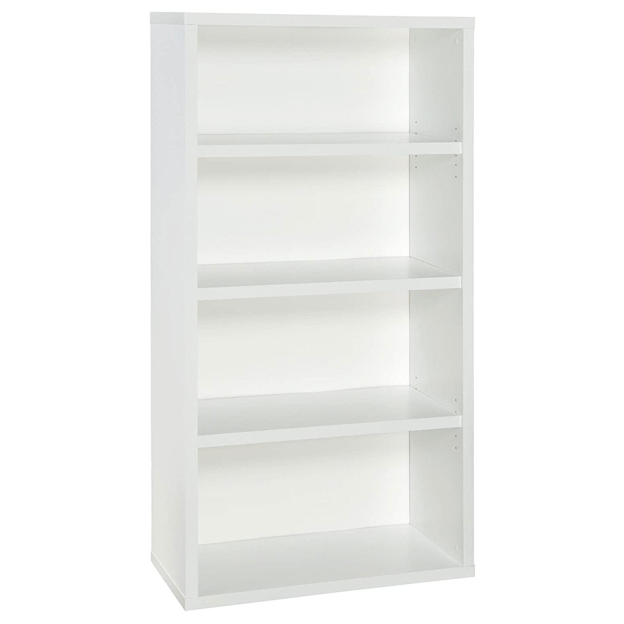 Adjustable White Laminate Wood Bookcase with Cable Management