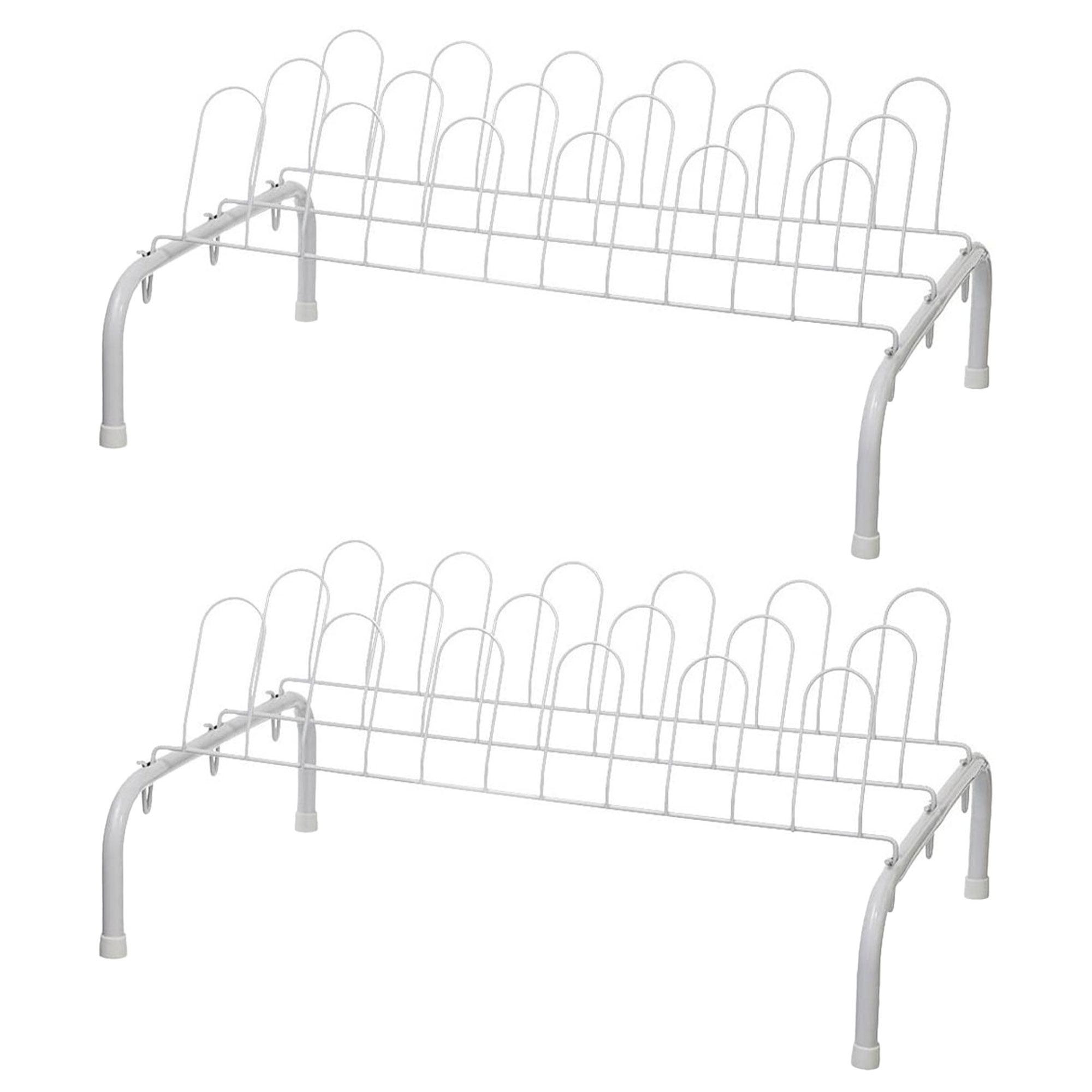 White Metal 9 Pair Freestanding Shoe Rack Organizer, 2 Pack