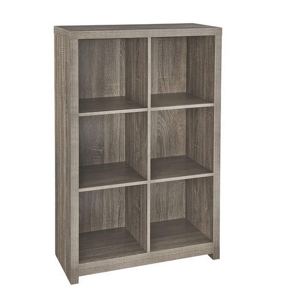 Contemporary Weathered Teak 6-Cube Storage Organizer with Doors