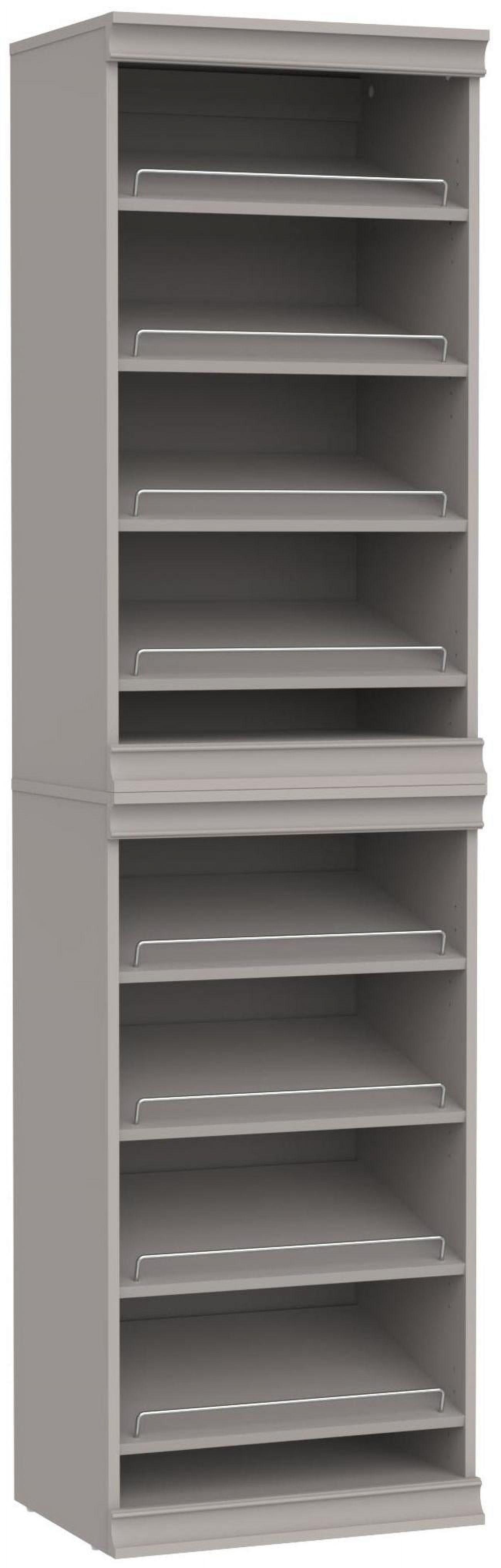 Smoky Taupe Stackable 8-Shelf Wood Shoe Tower