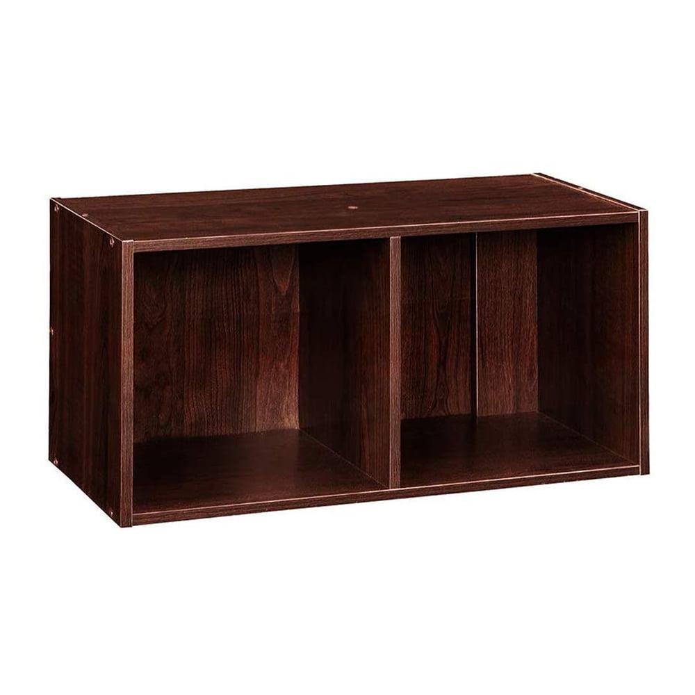 Dark Cherry 24.6" Laminated Wood 2-Cube Bookcase Organizer