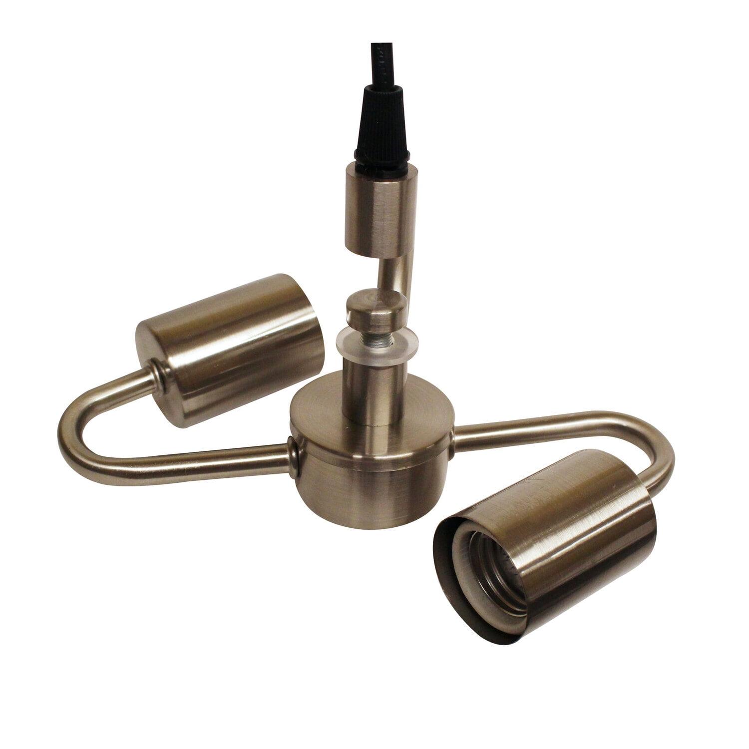 Cloth & Wire Brushed Nickel Pendant Light Fixture for 2 Lights with Fabric Cord for Home Lightning