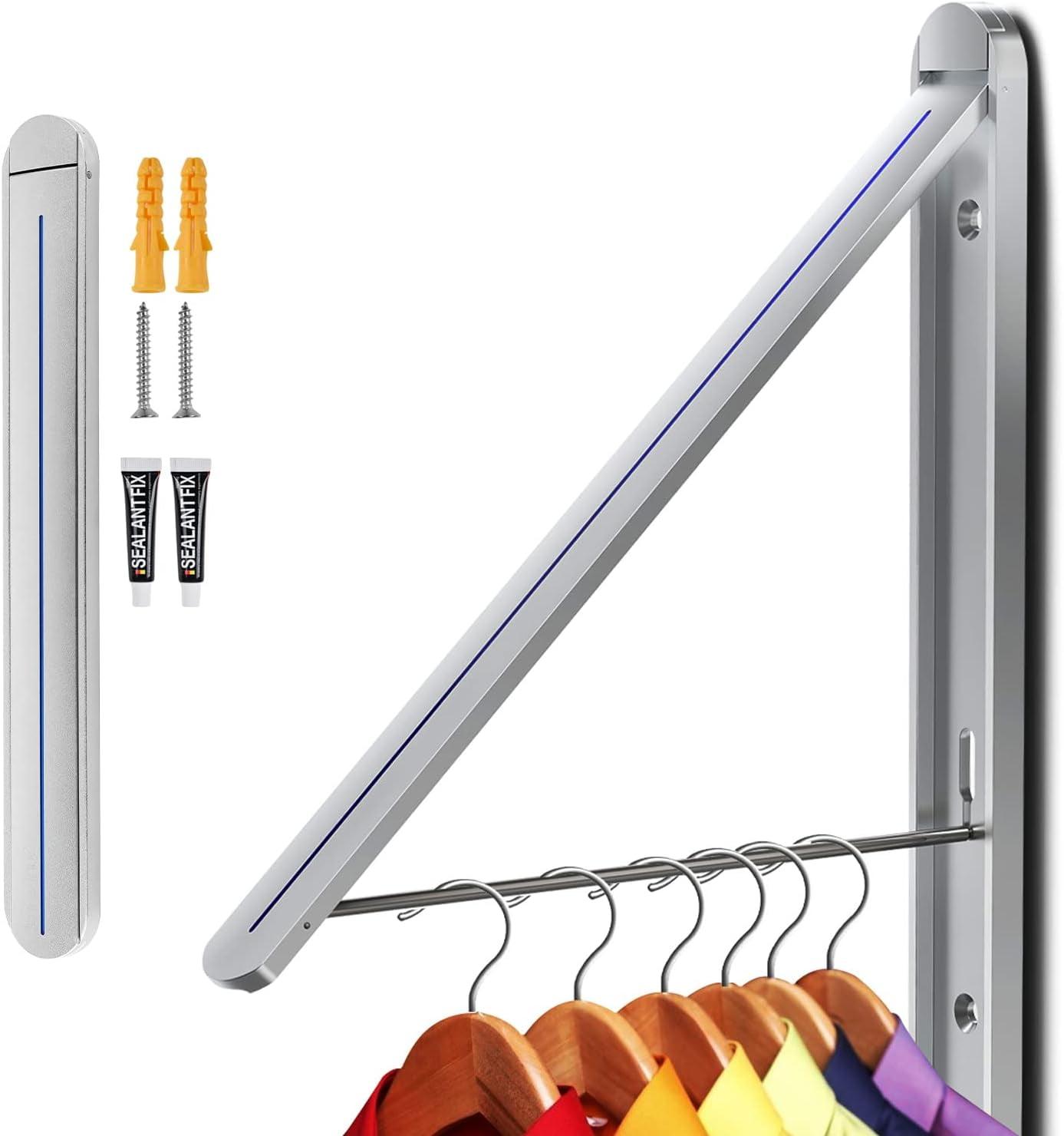 Silver Wall Mounted Aluminum Folding Clothes Drying Rack