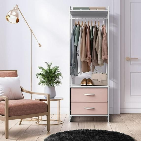 Sorbus Sorbus 2 Drawer Clothing Rack with Wood Top and Steel Frame