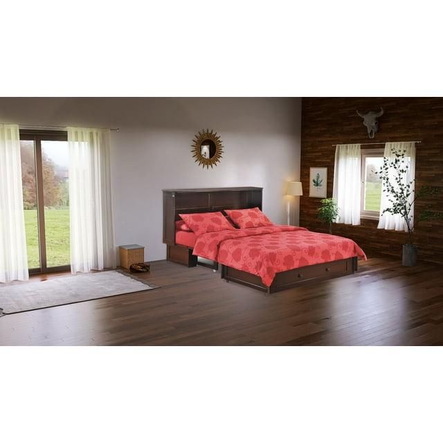 Queen Size Murphy Bed Cabinet with Storage & Charging Ports