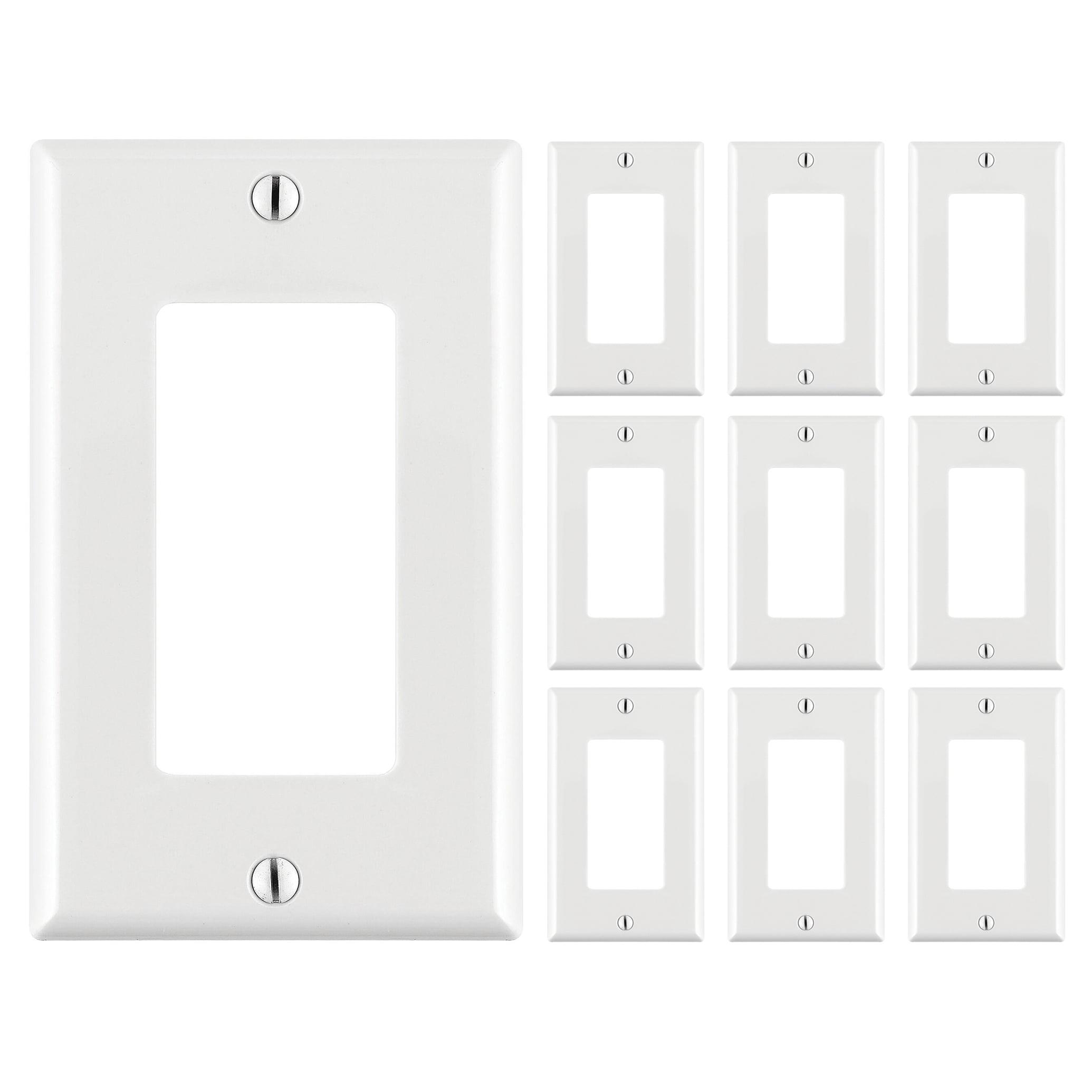 Cmple - [10 PACK] White Standard 1-Gang Blank Decora Wall Plate, Polycarbonate Thermoplastic Panel GFCI Electrical Wall Plate Single-Gang Cover