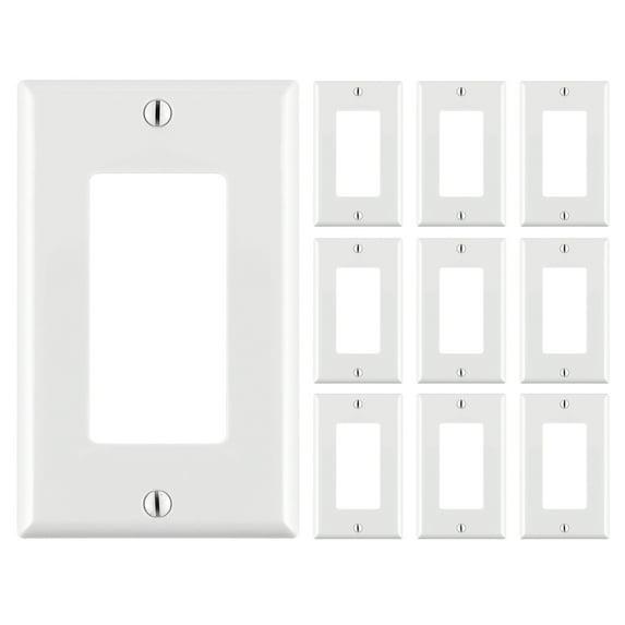 Cmple - [10 PACK] White Standard 1-Gang Blank Decora Wall Plate, Polycarbonate Thermoplastic Panel GFCI Electrical Wall Plate Single-Gang Cover