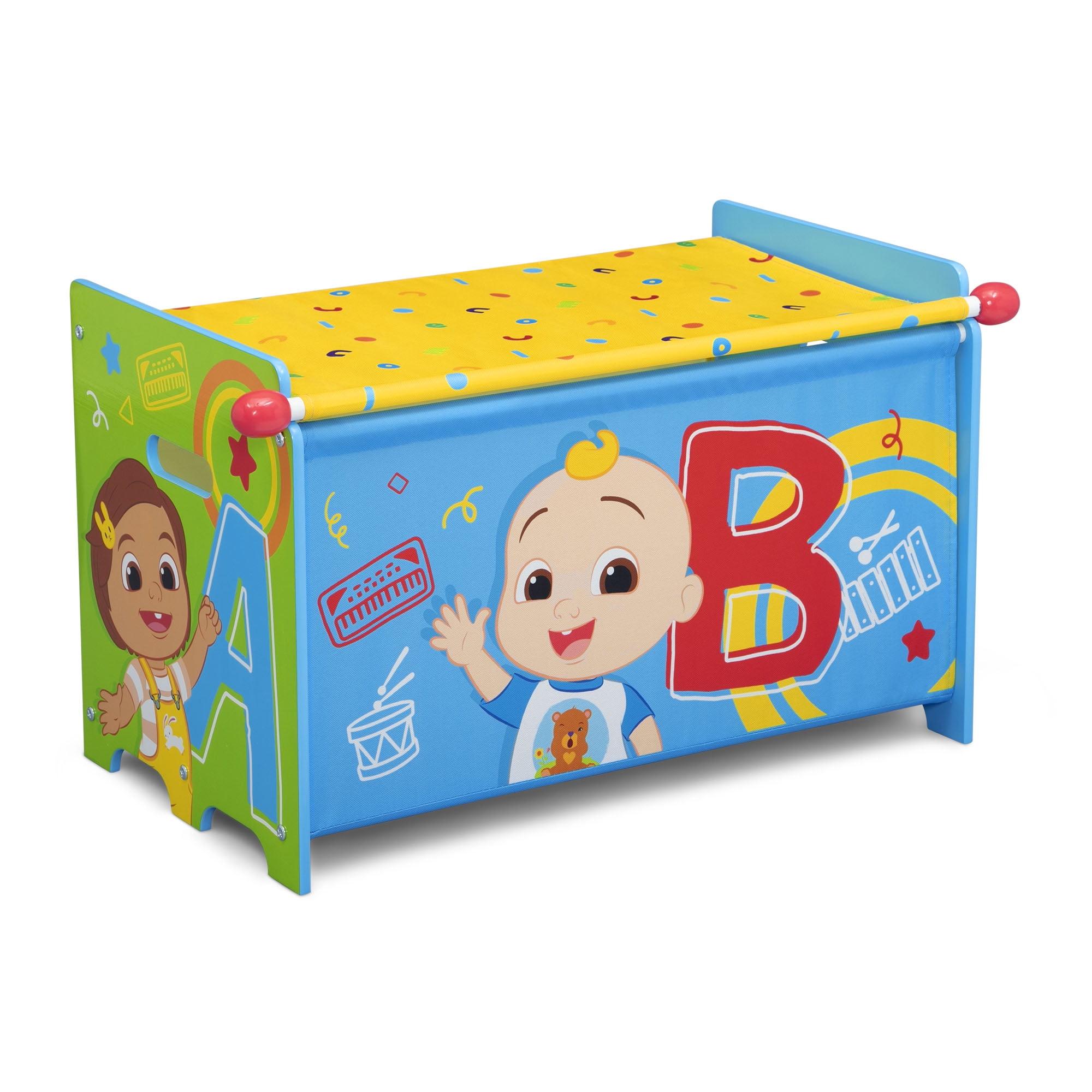 Delta Children CoComelon Toy Box with Retractable Fabric Top - Blue