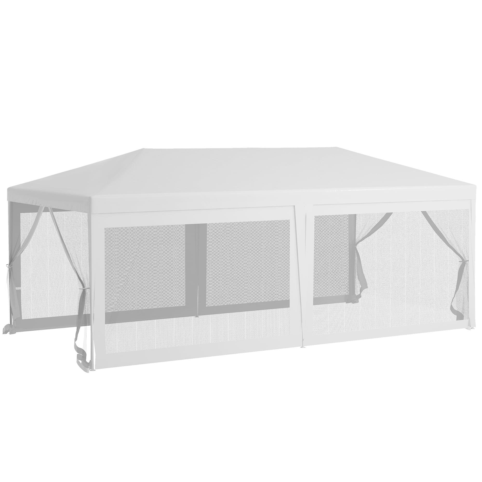 White 10' x 20' Steel Frame Patio Canopy Tent with Sidewalls