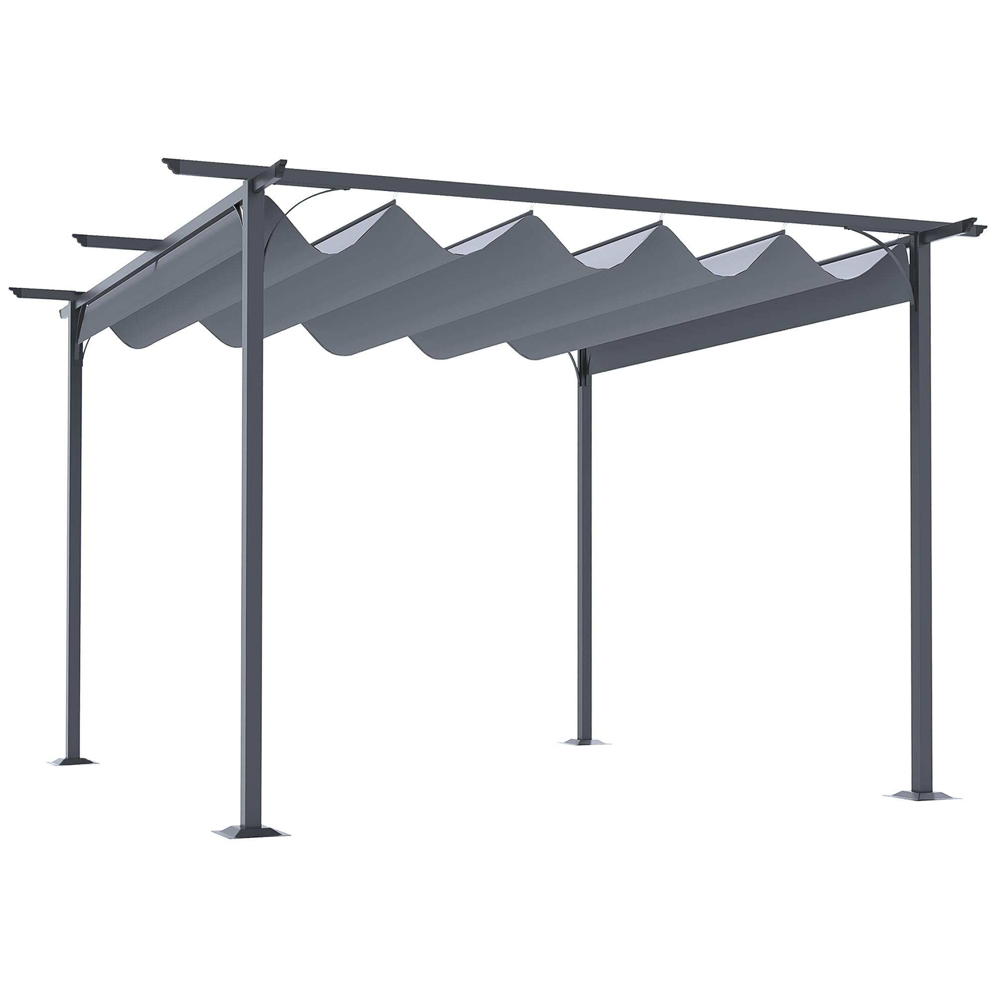 Gray 11.5' x 11.5' Retractable Steel Pergola Canopy