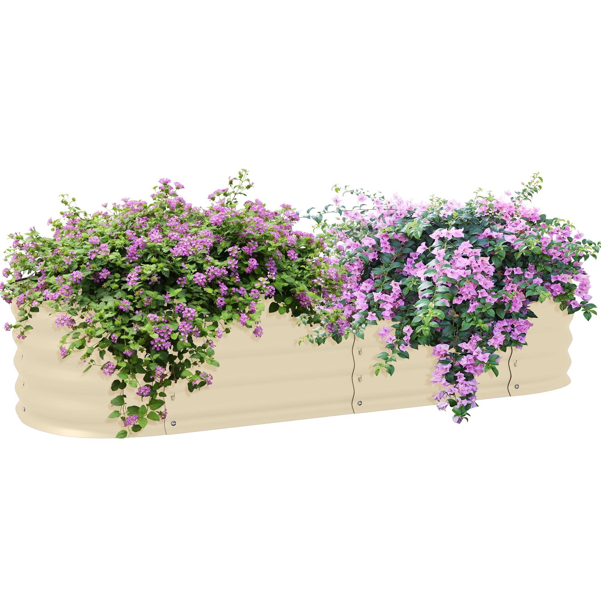 Cream White Galvanized Metal Raised Garden Bed Kit