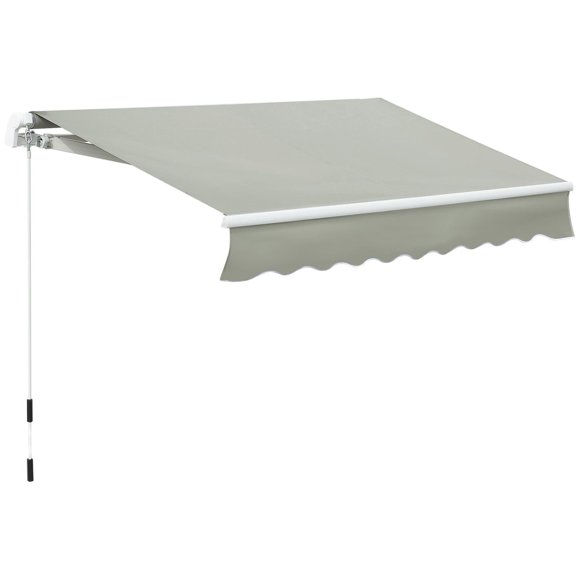 Gray 8' x 7' Aluminum Frame Patio Retractable Awning