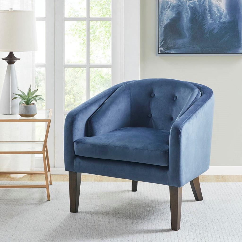 Elegant Mid-Century Velvet Tufted Accent Chair - Blue