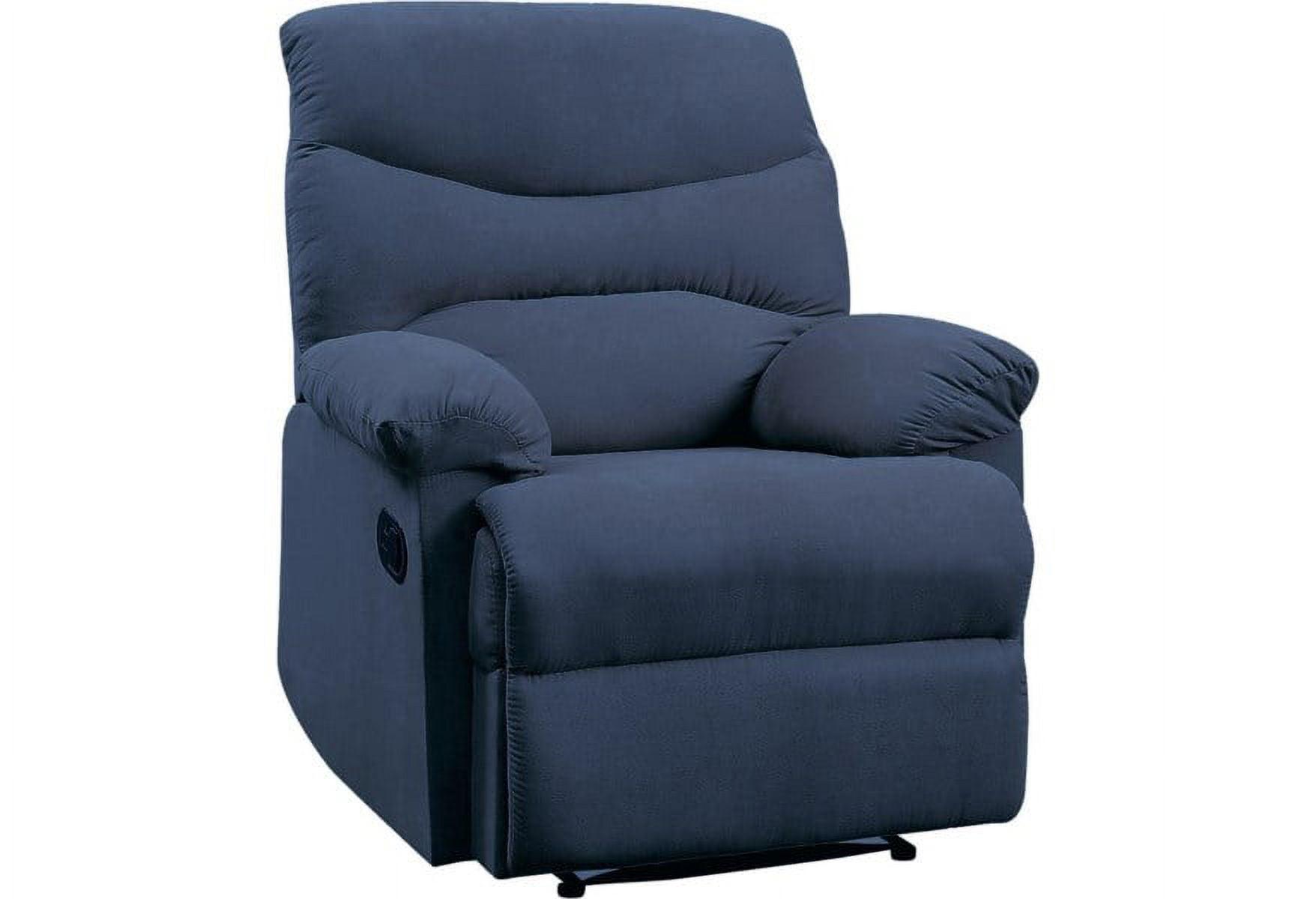 Serene Blue Microfiber Wood-Base Massage Recliner