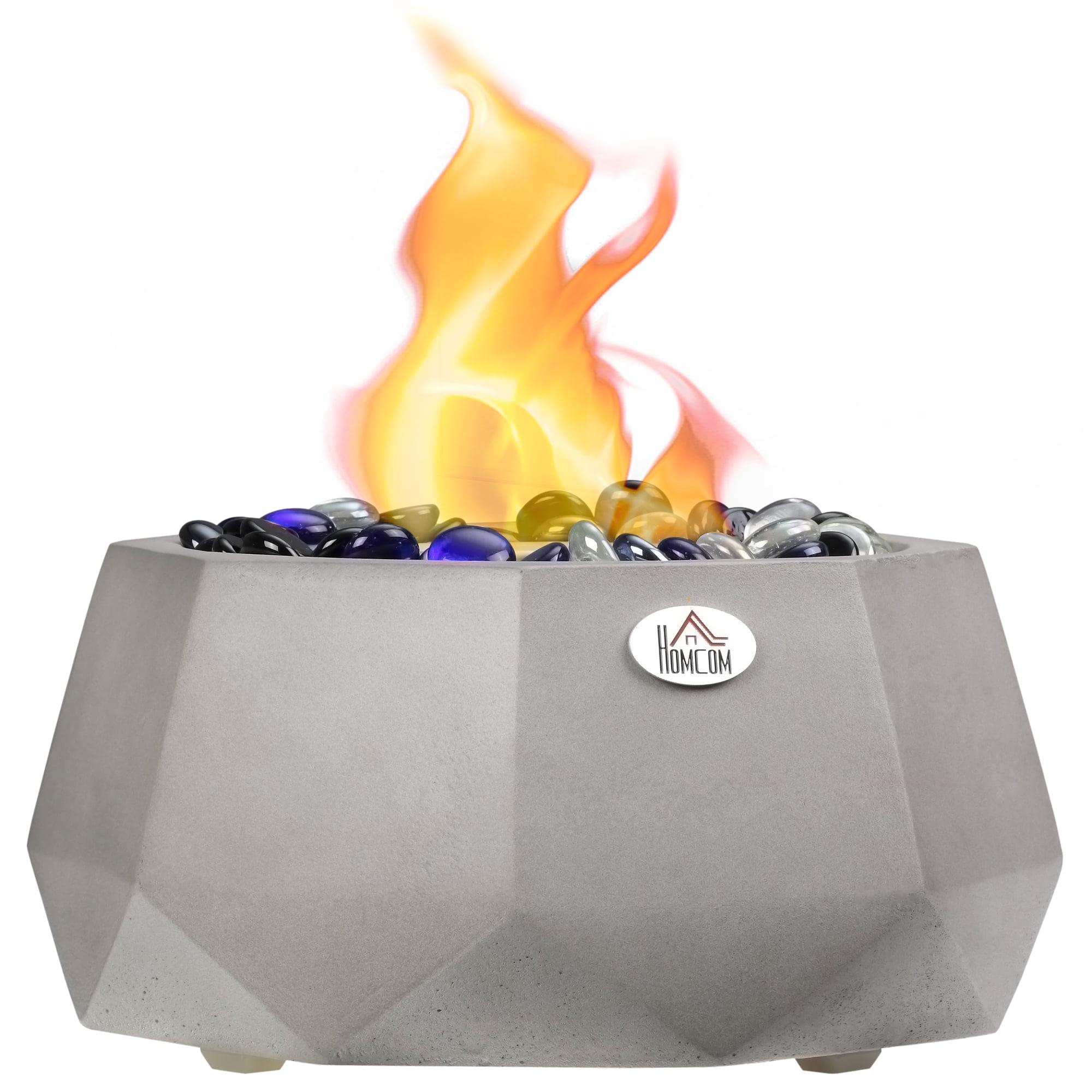 Gray Geometric Concrete Tabletop Fireplace with Lid