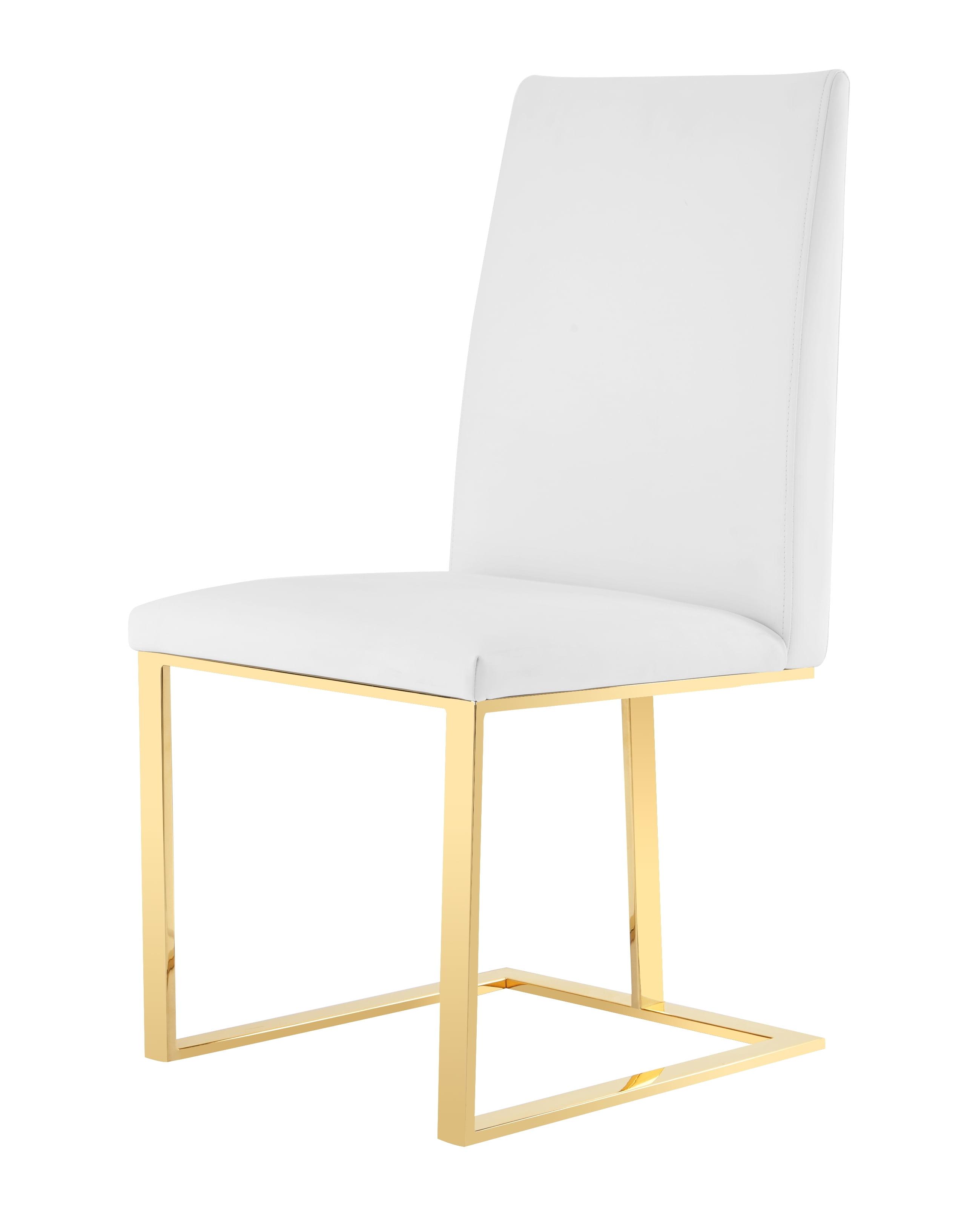 Limari Home Frankie 18.9" Contemporary Faux Leather Dining Chair in White/Gold